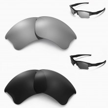 Walleva Two Pairs Polarized Lenses For Oakley Flak Jacket XLJ Sunglasses - Titanium + Black